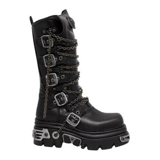 New Rock Schoenen, Dames, Zwart, 37 EU, Leer, Chain Wrap Buckle Boot