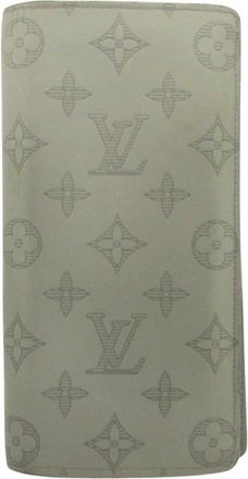 Louis Vuitton Gray Leather Long Wallet (Bi-Fold) (Pre-Owned)