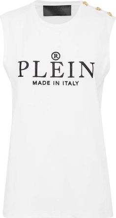 Philipp Plein Tank Top Iconic - Dames - Tops zonder mouwen - Wit - 2XL - Katoen - Tops