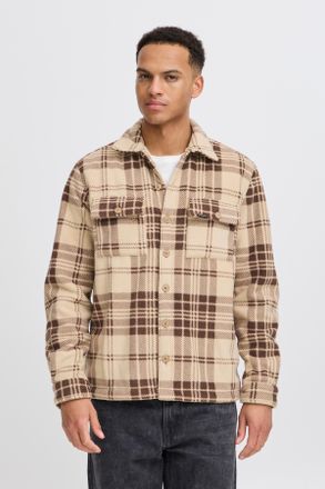 Blend Langarmhemd BLEND BHBAKI Shirt, Herren, Gr. XXL, N-Gr, braun (chicory coffee), Web, Obermaterial: 100% Polyester, kariert, regular fit normal, Rippb&uuml;n