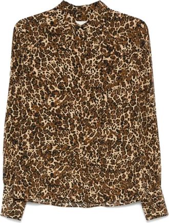 Isabel Marant Zijdenmix Blouse - Dames - Overhemden - Bruin - XS - Overhemden