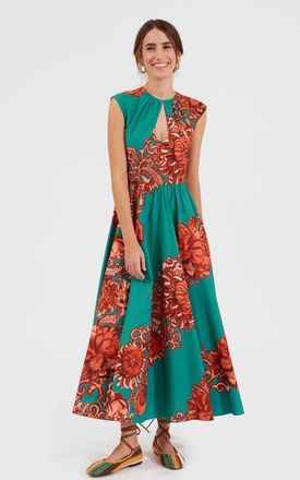 La DoubleJ Keyhole Dress Anemone Ghirlanda Green at Nordstrom, Size X-Small