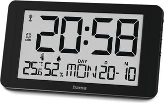 Hama Kuba Reloj De Pared Digital Negro Radiocontrolado
