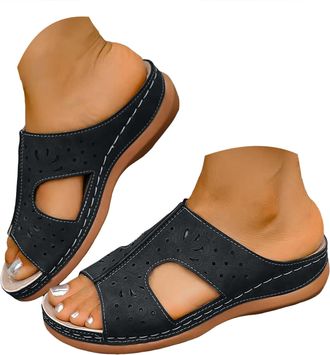 Generic Orthopedic Sandals for Women 2026 Summer Shoes Women Dressy Comfortable Arch Support Wedge Non Slip Flip-Flops, PU Leather Slides, Shoes for Dressy Su