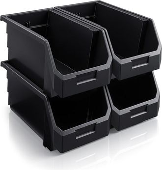 Sorbus Large Stackable Garage Storage Bins - Set Of 4