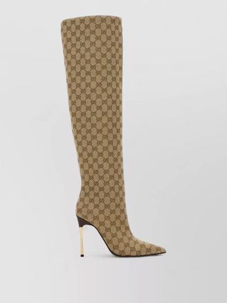 Gucci gg fabric boots pointed toe stiletto