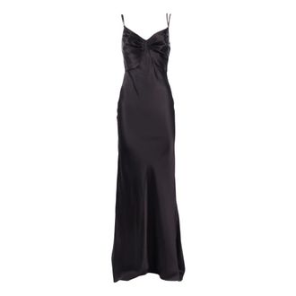 Elisabetta Franchi Red Carpet Jurk in Satijnen Stof - Dames - Avondkleed - Zwart - S - Satijn - Kleedjes