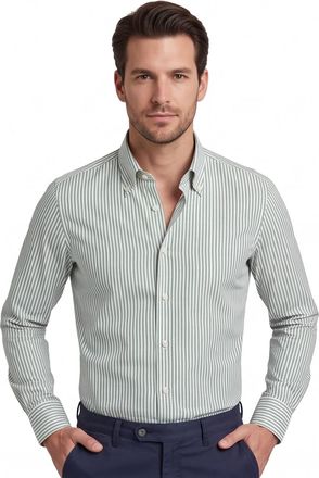 John Miller Overhemd John Miller Tailored Fit groen gestreept