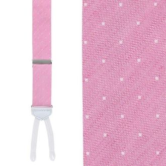Trafalgar Store Big and Tall Churchill Chambray Polka Dot Linen Blend Formal End Suspenders in Light Pink With Polka Dots at Nordstrom, Size One Size Big
