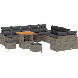 vidaXL Conjunto De Sof&aacute; De Jard&iacute;n 13 Pcs Gris Rat&aacute;n Sint&eacute;tico Vidaxl