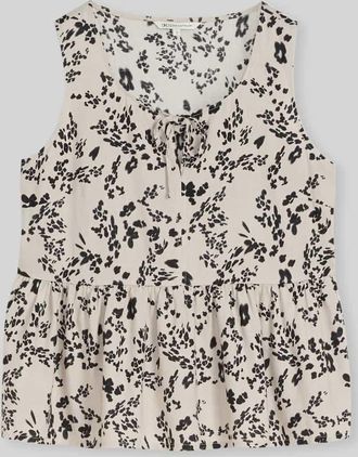 Tom Tailor Denim Regular Fit Blusentop aus Viskose-Leinen-Mix in Beige, Gr&ouml;&szlig;e XS