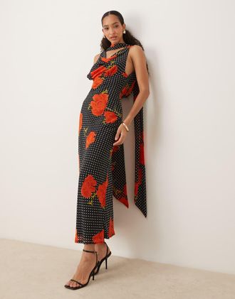 Never Fully Dressed Sophie - Vestito midi con stampa di papaveri-Multicolore
