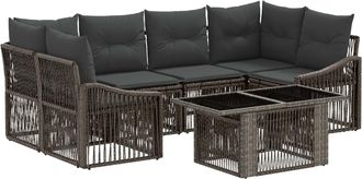 vidaXL Conjunto De Sof&aacute;s De Jard&iacute;n 7 Uds. Gris Y Gris Oscuro Vidaxl