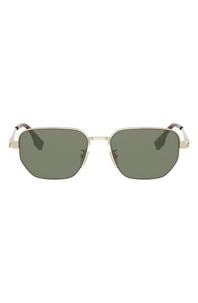 Fendi Sky 55mm Rectangular Sunglasses in Gold /Green at Nordstrom