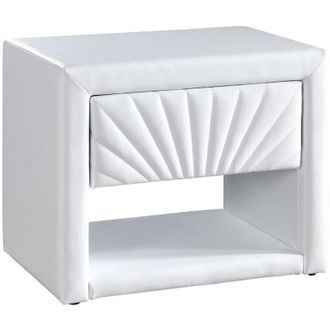 Vente-Unique Comodino 1 cassetto e 1 nicchia Similpelle Bianco - ULAMI