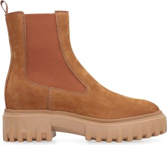 Hogan Womens Chelsea Boots H700 Nubuck Brown Leather