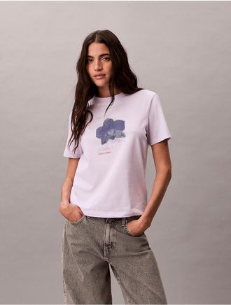 Calvin Klein Jeans Calvin Klein Womens Blur Floral Graphic Classic T-Shirt - Purple - XL