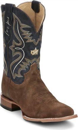 Justin Boots Mens Dillon Waxy Suede Square Toe Western Boots In Tan