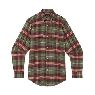 Brooks Brothers Plaid Katoenen Flanellen Overshirt met Klepzakken - Heren - Casual Overhemden - Groen - S - Katoen - Overhemden