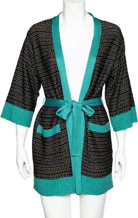 M Missoni Black Textured Knit Belted Cardigan
