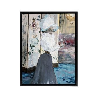 Artery8 Henry Somm Woman & Japanese Folding Screen Framed Canvas Art Print | Size: W24 x H32