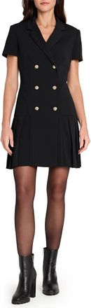 Tahari by ASL Double Breasted Pleated Hem Dress in Black at Nordstrom, Size 14