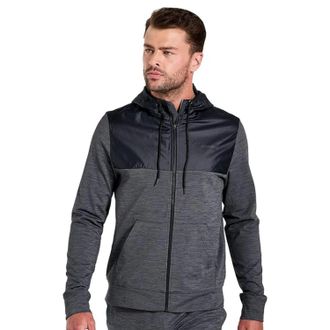 Saucony Saucony Solstice Hoodie Mens Black Heather Full Zip Kangaroo Pocket FROG324
