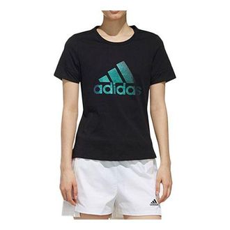 adidas (WMNS) adidas Alphabet Logo Printing Sports Short Sleeve Black DY8637