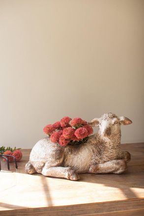 Kalalou Faux Concrete Sheep Planter