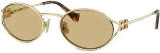 Miu Miu Eyewear SMU52YC054EZVN Round Frame Sunglasses - Gold