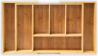 Relaxdays Portaposate Da Cassetto Xl, Hlp: 5 X 48,5 X 28 Cm, In Bamb&ugrave;, Organizer Porta Posate Da Cucina, Colore Naturale - Relaxdays