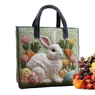 Generic Bunny Tote Bag, Adorable Canvas Carryall Purse, 11.8 Inches Shopper with Easy Handle, Festive Fabric Basket, Easter Gift Holder with Playful Design, H