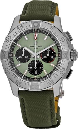 Breitling Avenger B01 Chronograph 44 Automatic Green Dial Leather Strap Mens Watch AB0147101L1X1