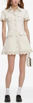 Self Portrait Cream Broderie Denim Mini Dress