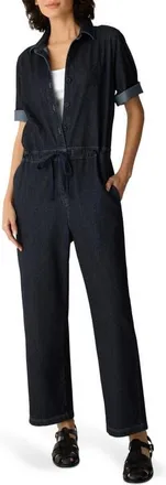 Eileen Fisher Organic Cotton Stretch Ankle Jumpsuit in Dark Wash at Nordstrom, Size X-Large