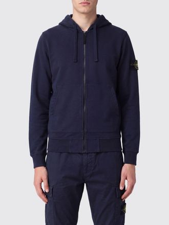 Stone Island Felpa con cappuccio in cotone organico con zip e patch logo