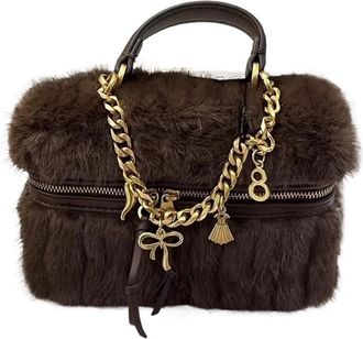 Generic Faux Fur Mini Box Bags For Women Luxury Designer Handbag And Purse 2025 New In Polyester Imitation Rex Rabbit Chain Shoulder