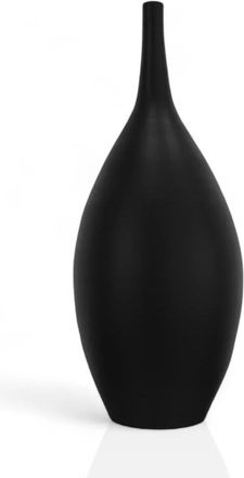 OEM Jarr&oacute;n Alto Decorativo De Cer&aacute;mica Negro Sevilla - 47 Cm, Acabado Mate