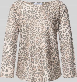 Zabaione Longsleeve mit U-Boot-Ausschnitt in Beige, Größe L/XL