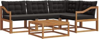 vidaXL Conjunto De Sof&aacute;s De Exterior 5 Uds. Natural Y Negro Vidaxl