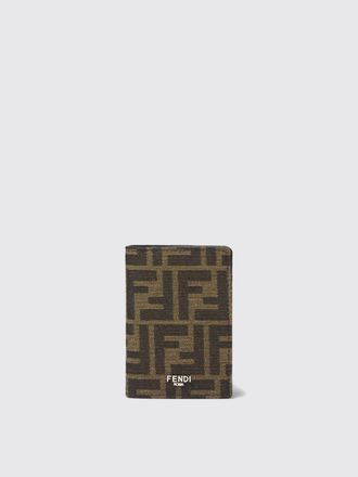 Fendi Portacarte di credito FF Fendi in misto cotone jacquard e pelle