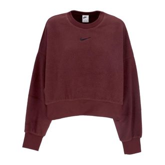 Nike Plush Mod Crop Crewneck Sweatshirt - Dames - Sportshirts - Rood - M - Polyester - Fitness
