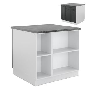 Vicco Isla De Cocina Fame-line, Antracita Casa De Campo/blanco, 90 Cm Con Caj&oacute;n, Sin Encimera, Vicco