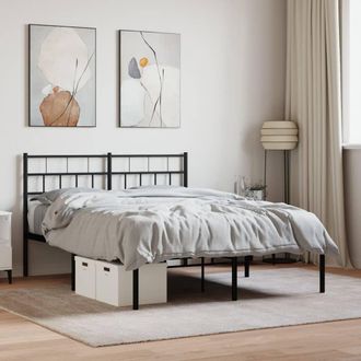 vidaXL Vidaxl - Estructura Cama Sin Colch&oacute;n Con Cabecero Metal Negro 120x200 Cm