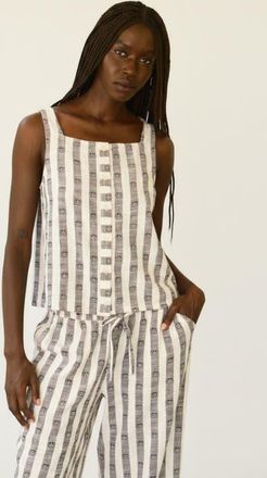 Ace & Jig Anu Button-up Square Neck Tank Top in Sketch at Nordstrom, Size Xx-Small