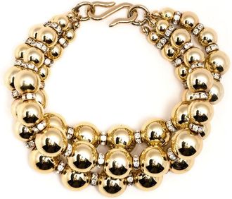 Dior rhinestone-embellished bracelet and earring set - women - Gold Plated Metal/Rhinestone - One Size