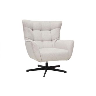 Miliboo Poltrona scandinava girevole in tessuto effetto velluto testurato beige e metallo AVERY