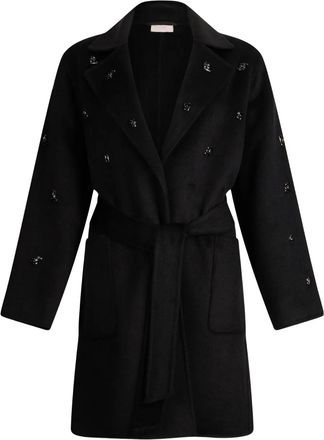 Liu Jo jewel-embellished patch-pocket coat - Black
