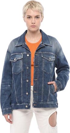 Dsquared2 Blue Solid Shirt Collar Jacket