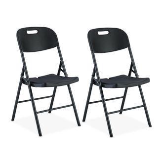 Relaxdays Relaxdays - Silla Plegable, Set De 2 Asientos De Jard&iacute;n Y Balc&oacute;n, Hasta 150 Kg, Resistentes Intemperie, Negro